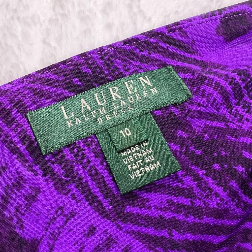 Lauren Ralph Lauren Purple Geometric Aztec Print Sleeveless V-Neck Sheath Dress - Picture 6 of 15